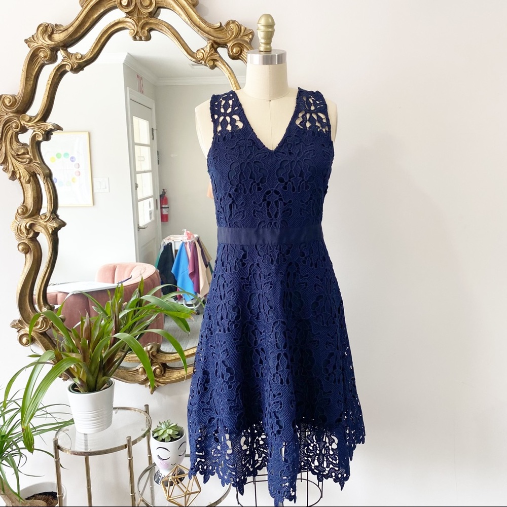 Banana Republic • Navy Lace A-Line Dress • 4